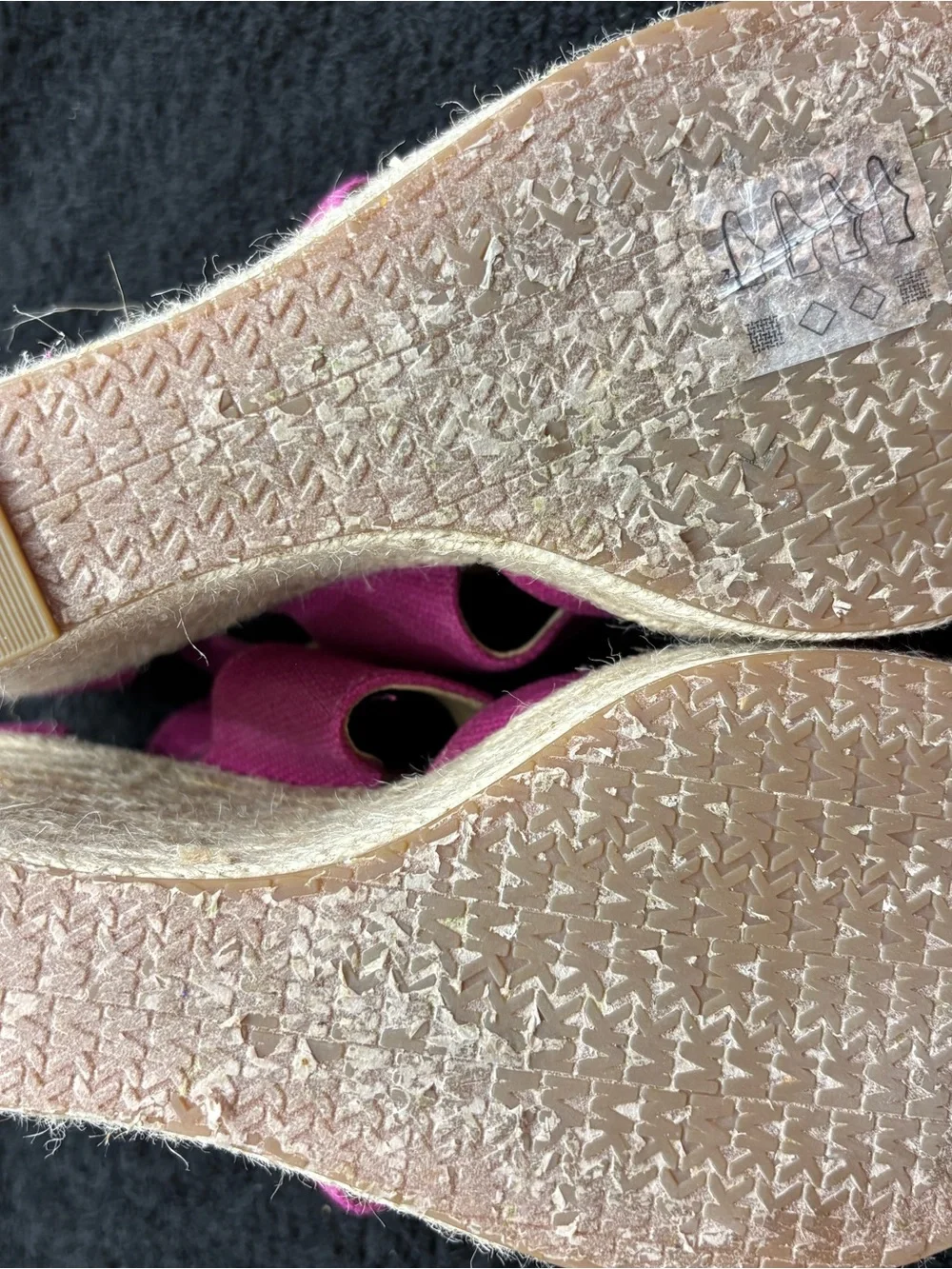 Michael Kors Fuchsia Canvas Espadrille Wedge Sandals with Gold Zipper